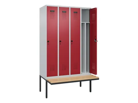 locker met bank,voor scheiding van kleding,HxBxD 2120x1200x815mm,4vak