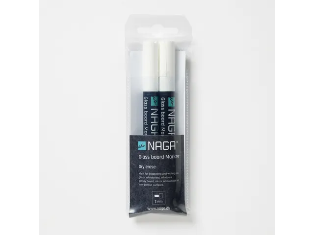 Glasbordmarker 2mm Naga set a 2st. wit