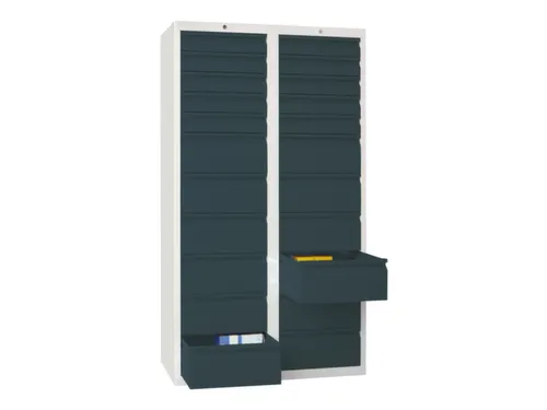 ladekast HxBxD 1800x1000x500mm 22laden RAL7035 front RAL7016