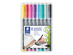 Viltstift Staedtler Lumocolor 318 permanent F 0.6mm set à 8 kleuren