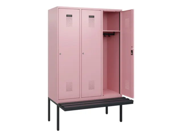 locker met bank,HxBxD 1950x1200x815mm,3vak,vak B 400mm,cilinderslot