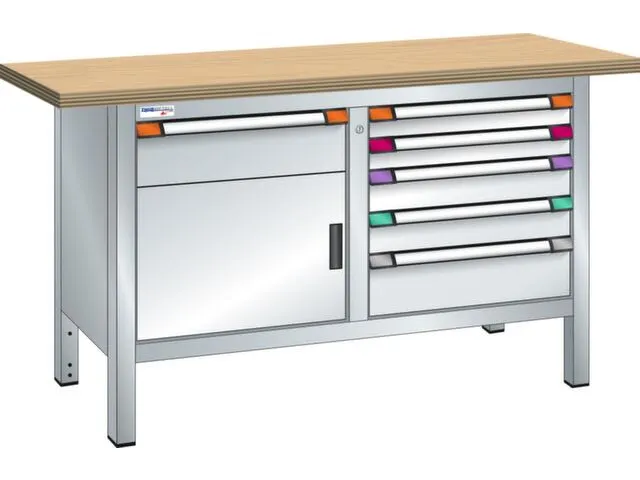 établi,HxlxP 845x1500x700mm,RAL7035,face avant RAL7035