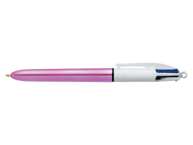 Balpen Bic 4kleuren shine medium zilver