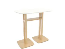 Tonvormige statafel Woody 110x114x75cm Wit Natuur 2 schotelvoeten