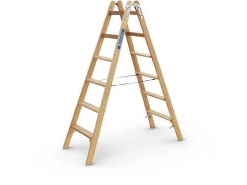 trapladder,beide zijden,2x6sporten,balk L 1,81m,2-dlg.,naaldhout