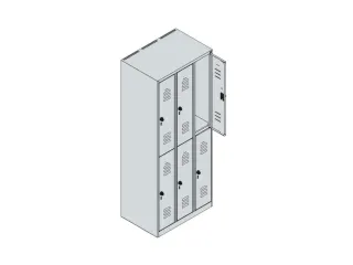 dubbeldekse locker,HxBxD 1850x750x500mm,3x2vak.,vak B 250mm - 3