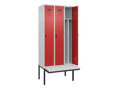 locker met bank,voor scheiding van kleding,HxBxD 2120x900x815mm,3vak