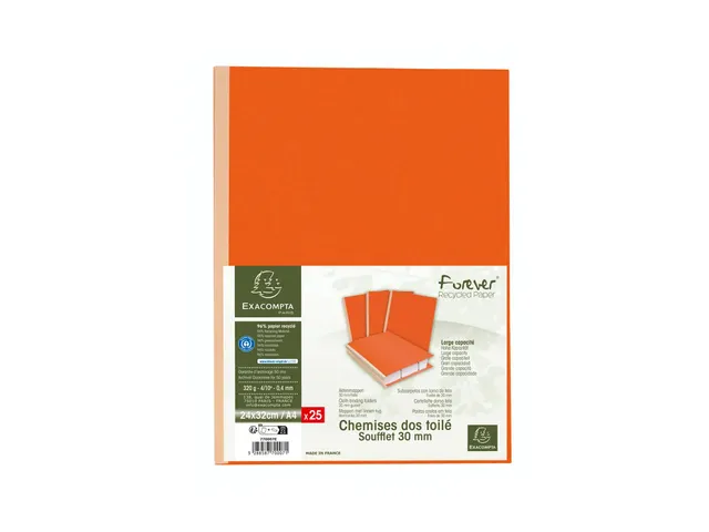 25 mappen met linnen rug FOREVER 320g/m2 24x32cm Oranje