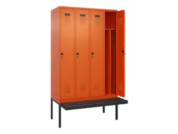 locker met bank,voor scheiding van kleding,HxBxD 2120x1200x815mm,4vak
