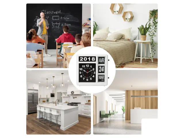 Horloge murale chiffres sautants avec calendrier 31x31cm Français