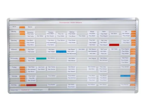 planningsbord,HxB 940x1600mm,bord RAL7035,m. raster,52rails