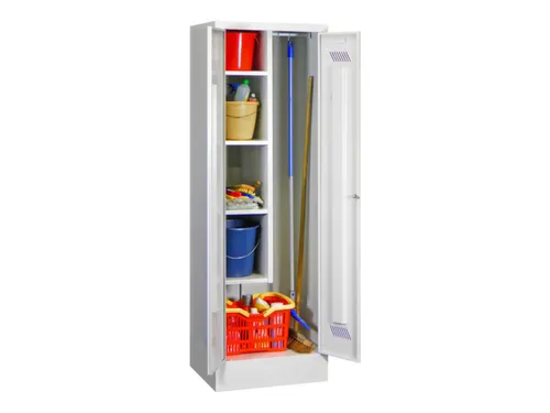 Schoonmaakkast HxBxD 1850x600x500mm Klink Sokkel RAL7035 Front RAL7035