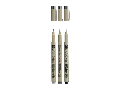 Fineliner Sakura Pigma Micron 05 set zwart & grijs 3 maten