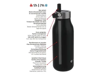 Thermosfles 2.0 Les Artistes Paris 1000ml Grey met Rietje - 2