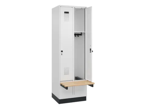 locker met bank,HxBxD 1950x600x815mm,2vak,vak B 300mm,draaigrendel
