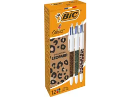 4-kleurenbalpen Leopard doos van 12 stuks assorti