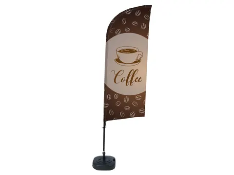 Horecavlag Alu Wind complete set "Coffee" ECO printmateriaal