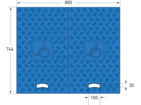 set rolstoeloprijplaat,v. kabelbrug,B 440mm,overrijd H 75mm