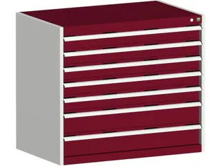 ladekast HxBxD 900x1050x750mm 7laden RAL7035 front RAL3004 - 1