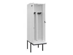 PBM-locker met bank,HxBxD 2120x600x815mm,2vak,vak B 300mm,draaigrendel