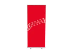 Roll-Banner 85x200 complete set met print "Bienvenue" Rood