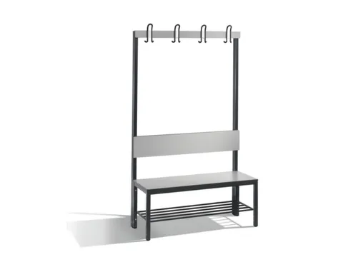 omkleedbank,HxLxD 1710x1000x407mm,HPL zilvergrijs,frame staal RAL7021
