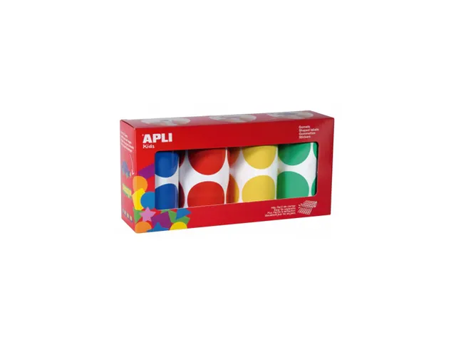 sticker XL cirkel diameter 4 mm 4 rollen 4 kleuren