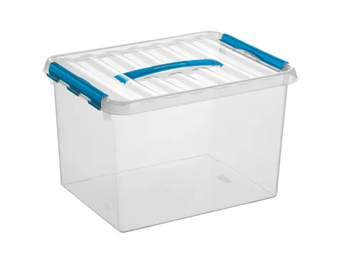 Opbergbox Sunware Q-line 22L transparant/blauw
