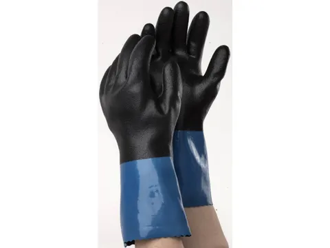 Tegera 71000 PVC/nitril handschoenen, blauw/zwart, maat 9, per 6 paar
