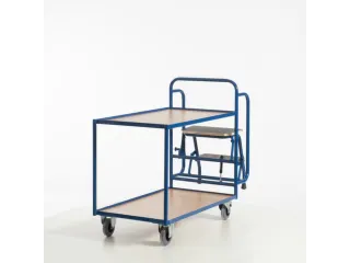 Orderverzamelwagen 990x590mm Totale H 1135mm 2 Etages Hout Ral5010 - 6