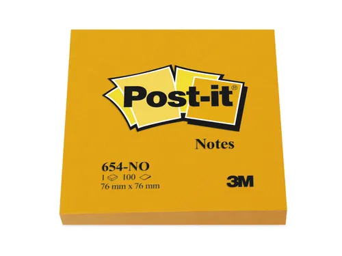 Memoblok Post-it 654 76x76mm oranje 100 vel