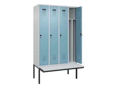 locker met bank,voor scheiding van kleding,HxBxD 2120x1200x815mm,4vak