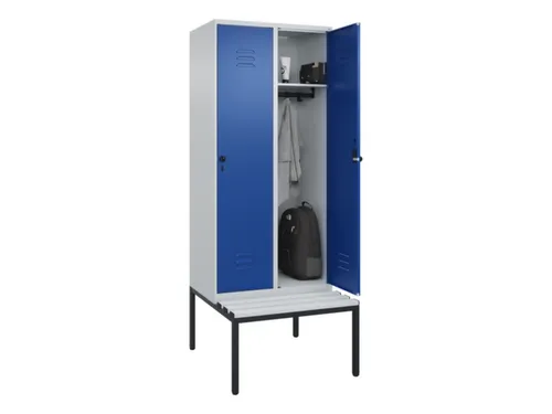 locker met bank,HxBxD 2120x800x815mm,2vak,vak B 400mm,draaigrendel