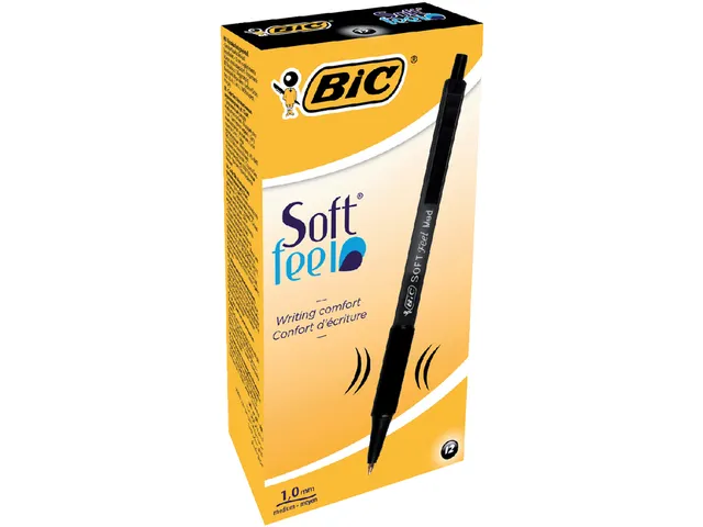 Balpen Bic soft feel grip clic medium zwart