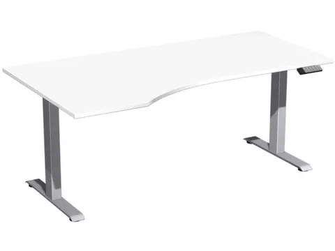 Bureau Large à gauche Hauteur réglable 730-1230x1800x1000mm Blanc