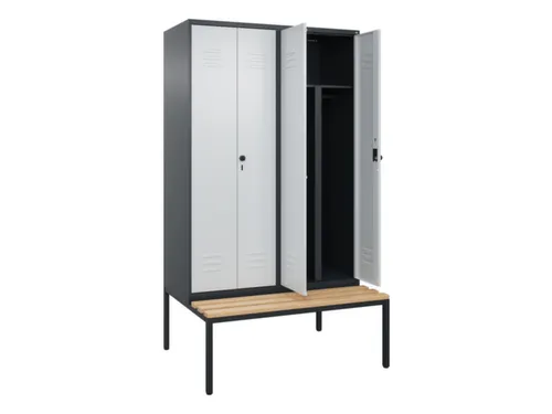 PBM-locker met bank,HxBxD 2120x1200x815mm,4vak,vak B 300mm