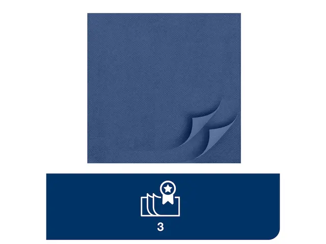 Serviette Soft dinner 3 épaisseurs 39x39cm pli 1/4 bleu foncé