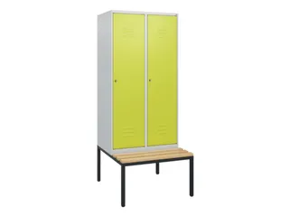 locker met bank,HxBxD 1950x800x815mm,2vak,vak B 400mm,cil.-slot - 1