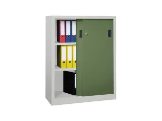 schuifdeurkast,HxBxD 1200x1000x500mm,RAL7035,front RAL6011 - 1