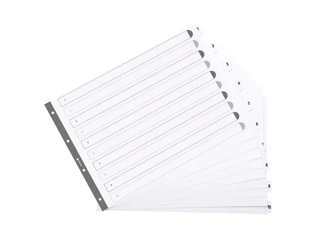Bedrukte Tabbladen Karton Geplastificeerde Tabs 10 Tabs 1-10 A3 Wit