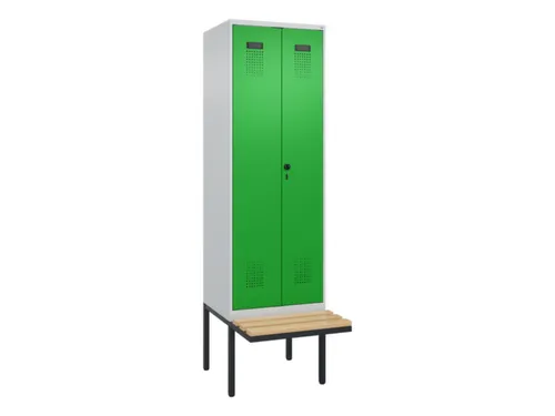 locker met bank,voor scheiding van kleding,HxBxD 2120x600x815mm,2vak
