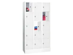 lockerkast,HxBxD 1850x900x500mm,3x5vakken,RAL7035,front RAL3000