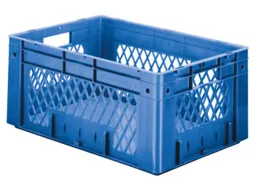 Euronorm Stapelkrat 270x600x400mm 50l Opengewerkt/Bodem Gesl. Blauw