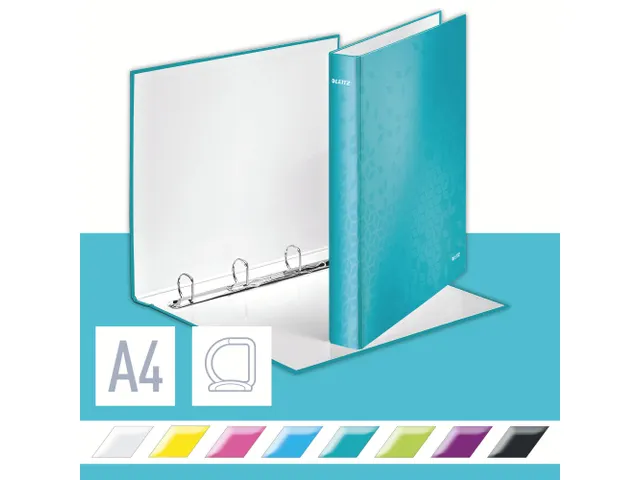 Ringband Leitz Wow 4242 4 rings A4 Ijsblauw