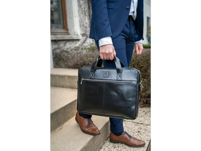 Computertas Exactive zwart leder