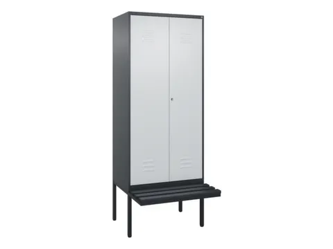 PBM-locker met bank,HxBxD 2120x800x815mm,2vak,vak B 400mm,cil.-slot