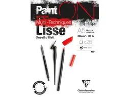 Tekenblok Clairefontaine Paint On A5 glad 25 vel 250gr wit