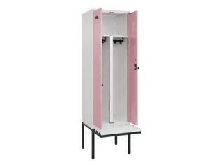 PBM-locker met bank,HxBxD 2120x600x815mm,2vak,vak B 300mm,draaigrendel - 1