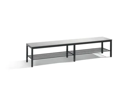 omkleedbank,HxLxD 438x2000x353mm,HPL zilvergrijs,frame staal RAL7021