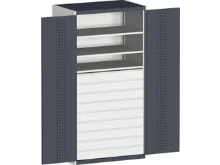 systeemkast HxBxD 2000x1300x650mm 3xStalen bodem 9laden Ral7035 Ral701 - 1